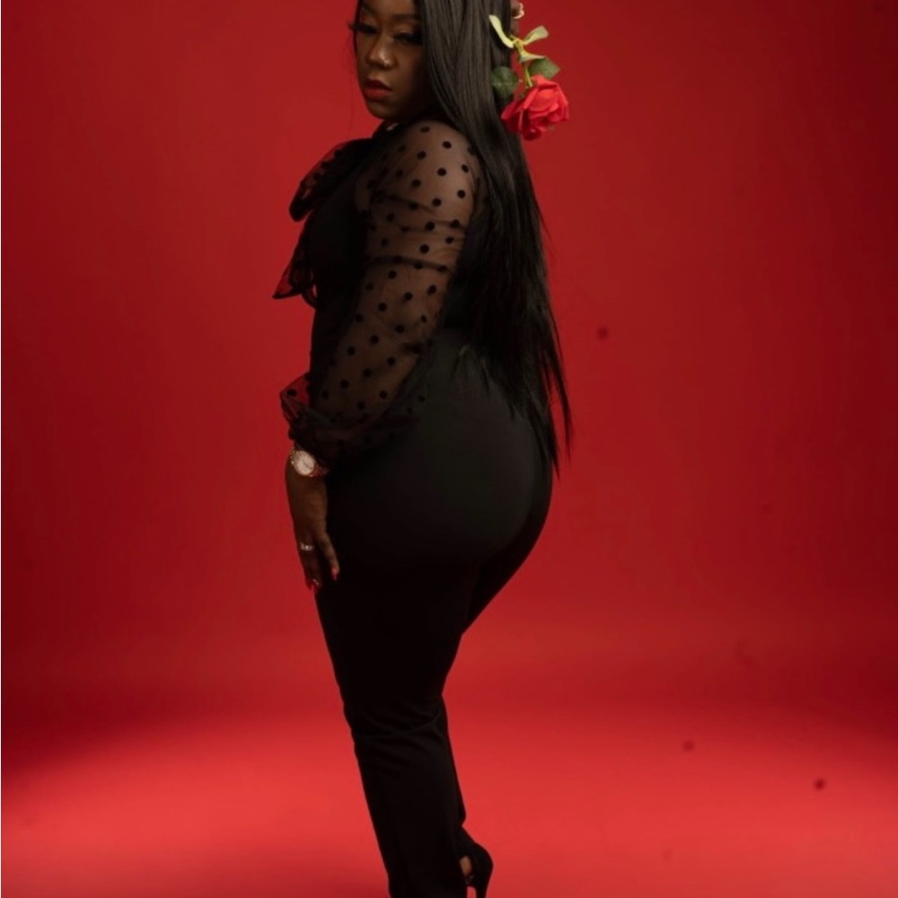 Black Sheer Polka Dot Blouse